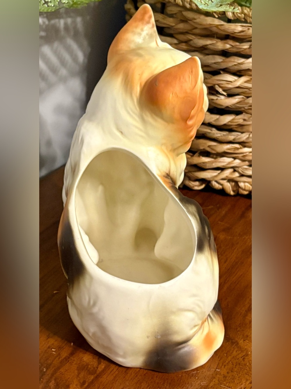 Vintage Napco Japanese Ceramic Calico Cat Planter (c. 1950-1960s)